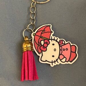 Hello Kitty Pink and Gold Keychain with Tassel